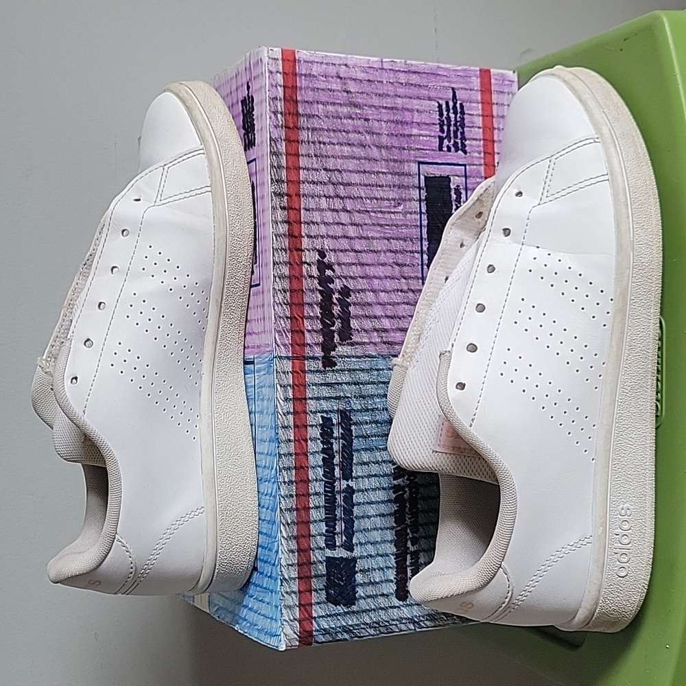 ADIDAS THREE STRIPE SHOE SNEAKER ADVANTAGE BASE WHITE PINK SIZE 6.5 PWJ 001004